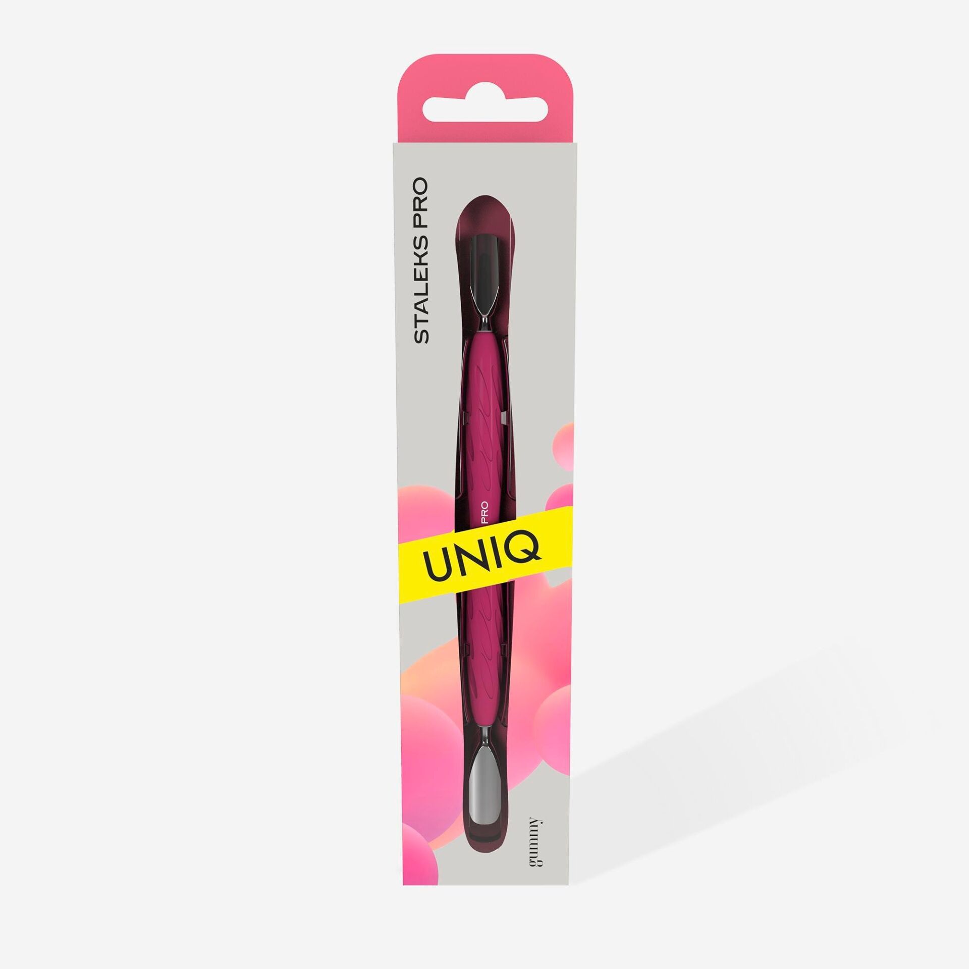 STALEKS PRO ''Gummy'' UNIQ 10 TYPE 1 Silikon Saplı Tırnak Eti İtici Pusher (Geniş Yuvarlak + Dar Yuvarlak İtici) / PQ-10/1