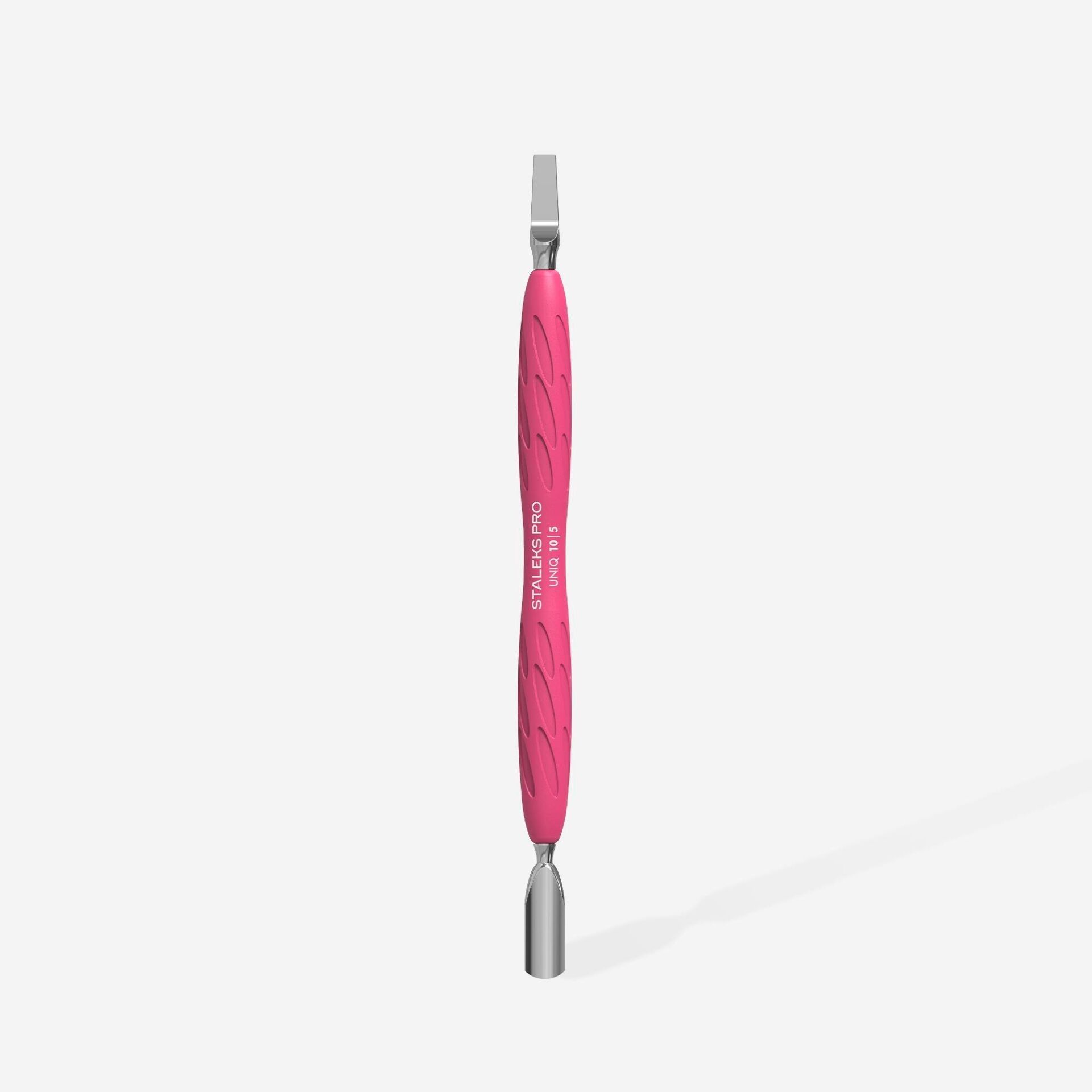 STALEKS PRO ''Gummy'' UNIQ 10 TYPE 5 Silikon Saplı Tırnak Eti İtici Pusher (Dar Yuvarlak İtici + Geniş Düz Bıçak) / PQ-10/5