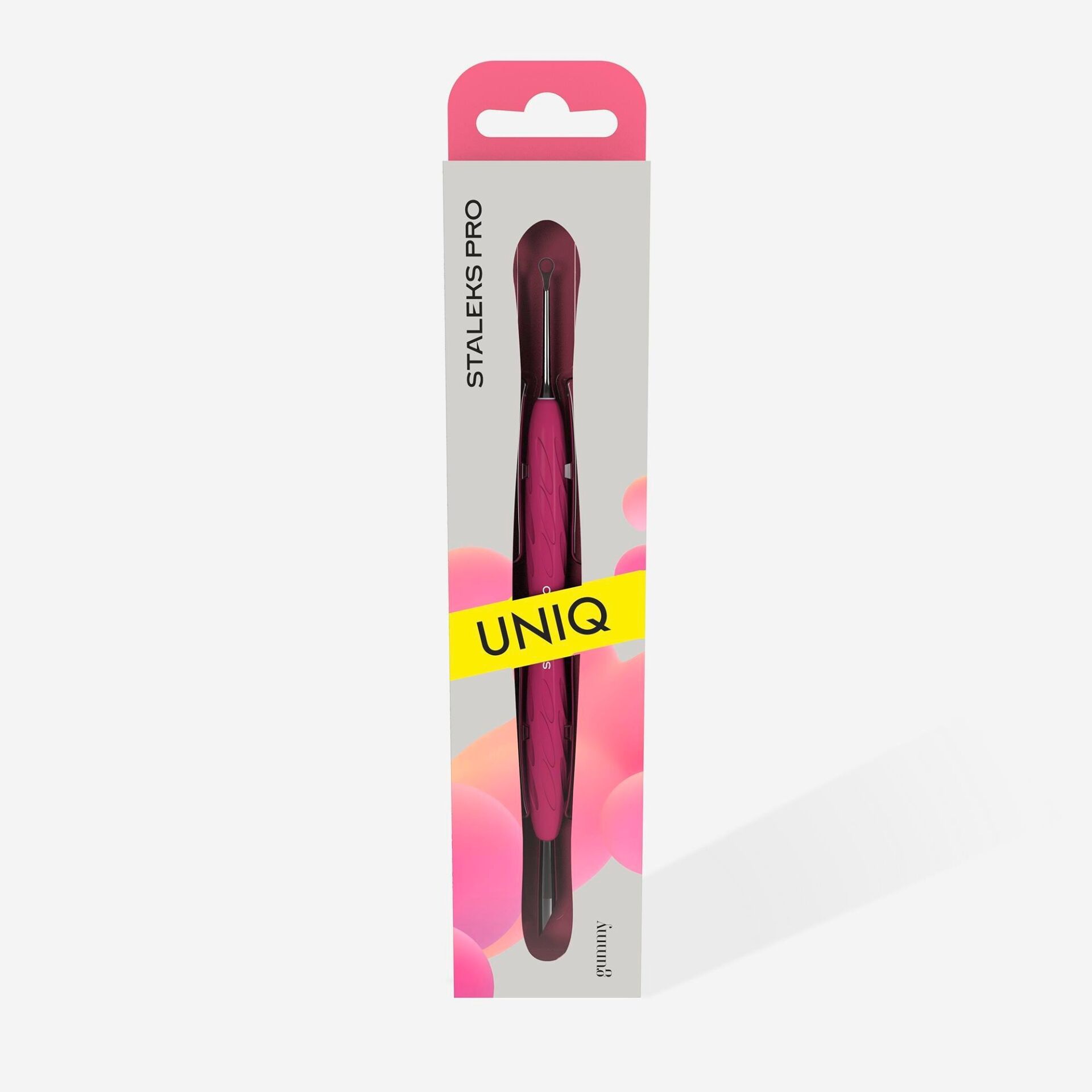 STALEKS PRO ''Gummy'' UNIQ 11 TYPE 2 Silikon Saplı Tırnak Eti İtici Pusher (Yamuk İtici + Halka) / PQ-11/2