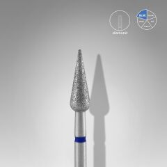 STALEKS PRO Elmas Sivri Armut Freze, Mavi, Çap 4 mm, Çalışma Kısmı 12 mm / FA100B040/12
