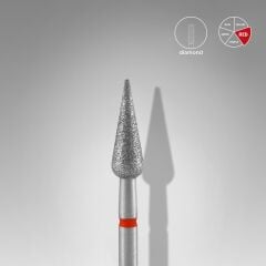 STALEKS PRO Elmas Sivri Armut Freze, Kırmızı, Çap 4 mm, Çalışma Kısmı 12 mm / FA100R040/12