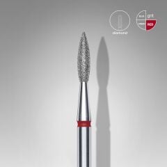 STALEKS PRO Elmas Sivri Alev Freze, Kırmızı, Çap 2,1 mm, Çalışma Kısmı 8 mm / FA11R021/8