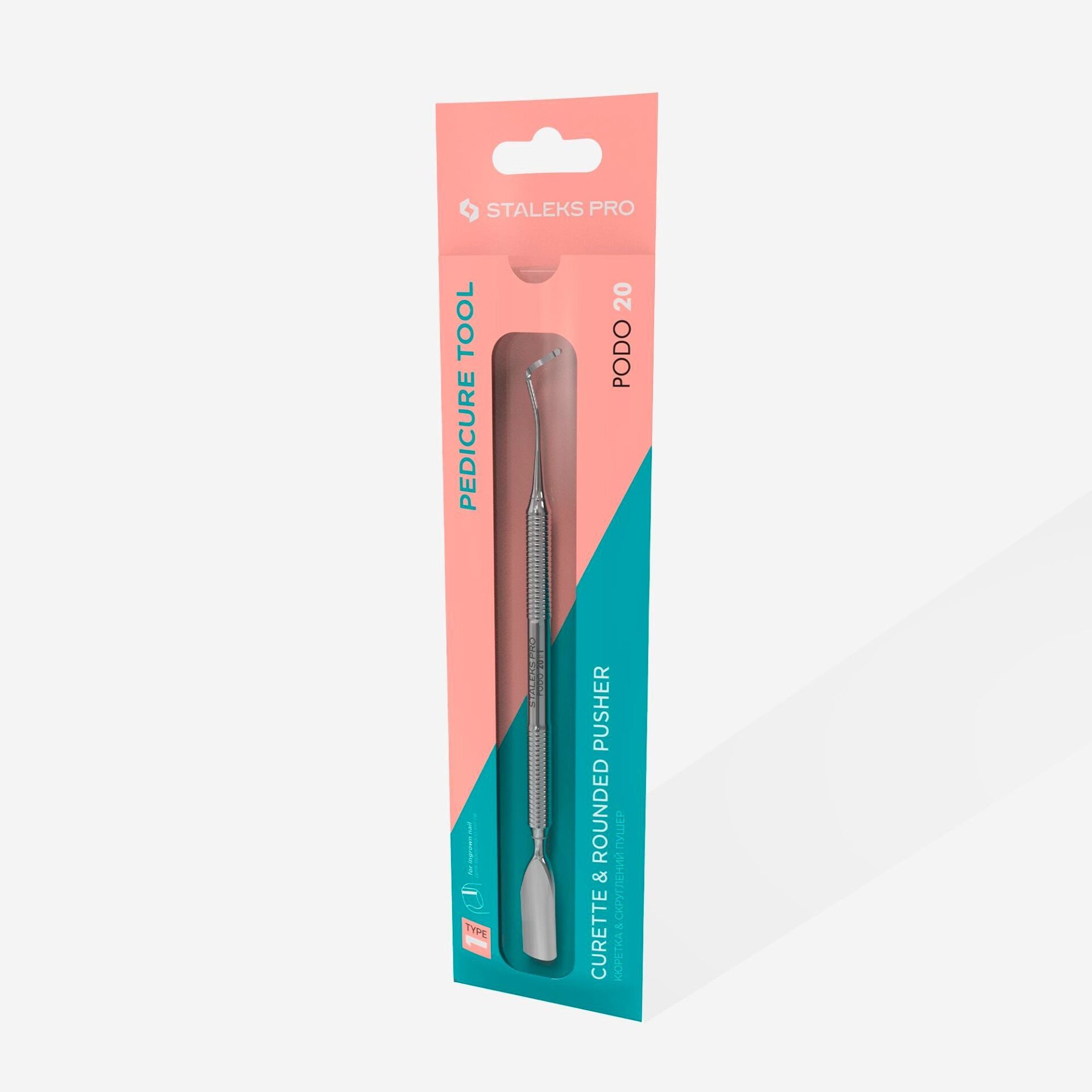 STALEKS PRO PODO 20 TYPE 1 Pedikür Küret (Küret + Yuvarlak İtici) / PP-20/1