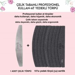 EĞİMLİ ÇELİK TABAN + 10'LU YEDEK (240 GRİT)